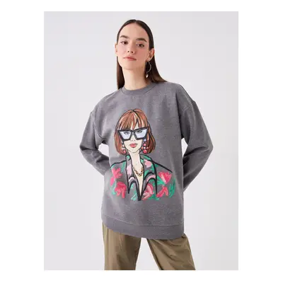 LC Waikiki Crew Neck Printed Long Sleeve Women's Sweatshirt