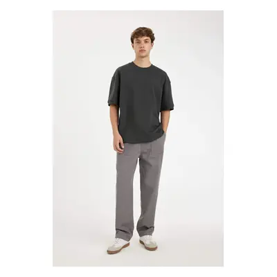 DEFACTO Gabardine Trousers Wide Straight Fit Pocket Wide Straight Leg