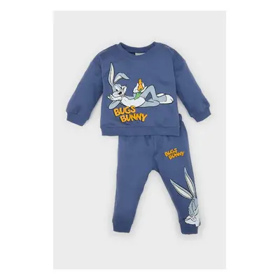 DEFACTO Baby Boy 2-Piece Set Looney Tunes Crew Neck Sweatshirt Elastic Waist Tracksuit Bottoms