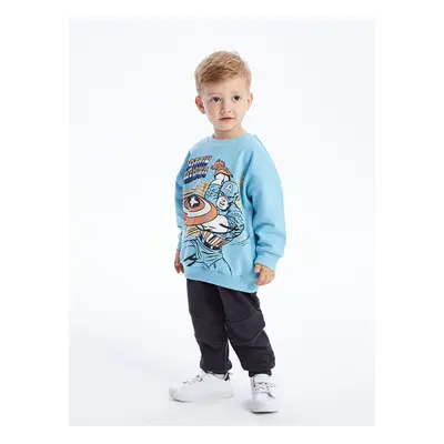 LC Waikiki Crew Neck Long Printed Baby Boy Sweatshirt and Trousers 2-Set