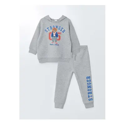 LC Waikiki Hooded Long Sleeve Printed Baby Boy Set 2-Set