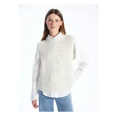 LC Waikiki LCW Modest Crew Neck Women's Patterned Knitwear Sweater New