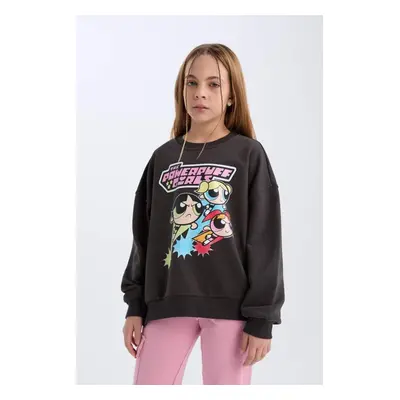 DEFACTO Girl's Powerpuff Girls Oversize Wide Fit Crew Neck Sweatshirt