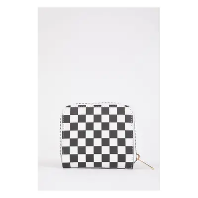 DEFACTO Women's Checkerboard Patterned Faux Leather Wallet