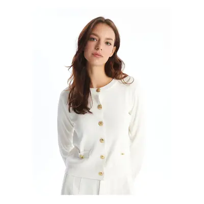 LC Waikiki Crew Neck Plain Long Sleeve Women's Knitwear Cardigan