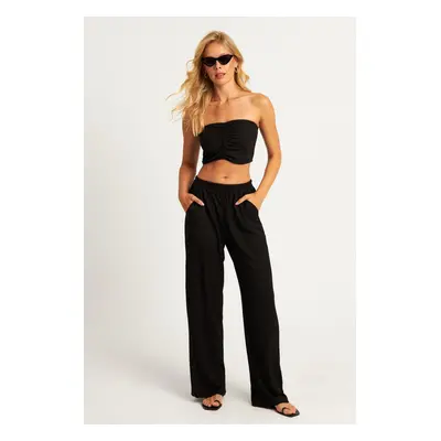 Cool & Sexy Women's Black Bottom Top Sweater Suit