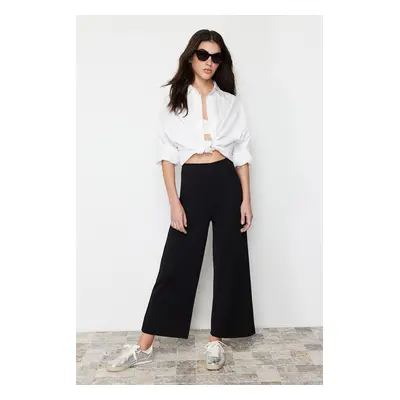 Trendyol Black Culotte Fit Cutout Detailed High Waist Trousers