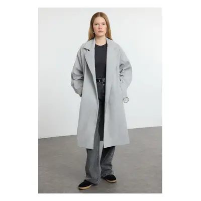 Trendyol Light Gray Regular Belted Coat