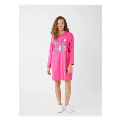 LC Waikiki Women's Crew Neck Printed Long Sleeve Nightgown