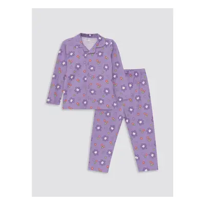 LC Waikiki Shirt Collar Long Sleeve Printed Baby Girl Pajama Set