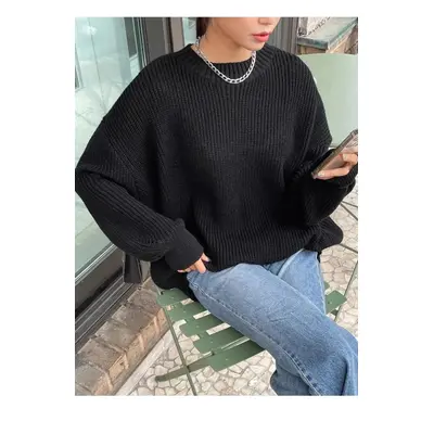 13242 Dewberry Oversize Women Sweater-BLACK