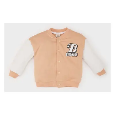 DEFACTO Baby Boy College Collar Printed Snap Closure Bomber Cardigan