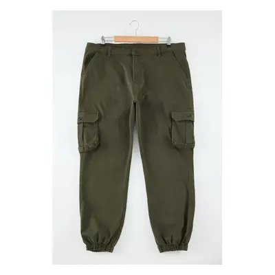 Trendyol Khaki 100% Cotton Plus Size Gabardine Cargo Trousers