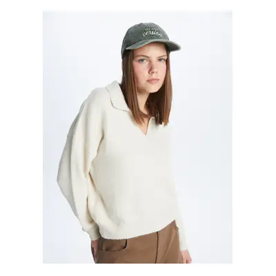 LC Waikiki Dámské Polo Neck Plain Dlouhý rukáv Oversize Pletený Svetr