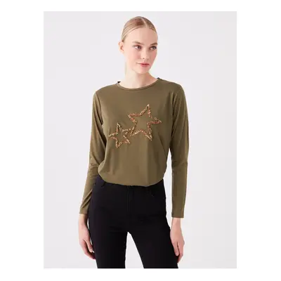 LC Waikiki Crew Neck Embroidered Long Sleeve Women's Blouse