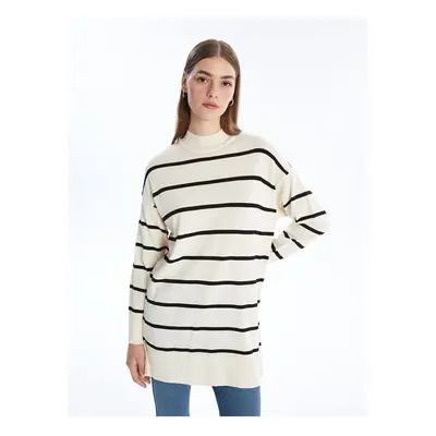 LC Waikiki Lw - Half Turtleneck Striped Long Sleeve Women's Knitwear Tunic