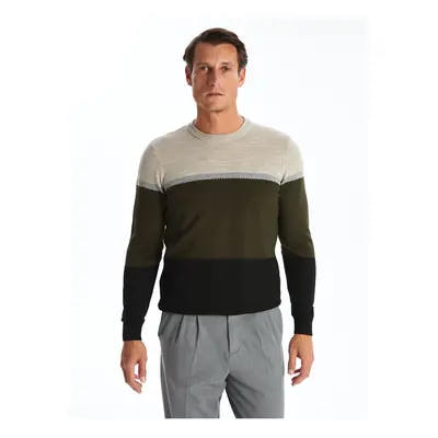 LC Waikiki Crew Neck Long Sleeve Color Block Men's Knitwear Sweater