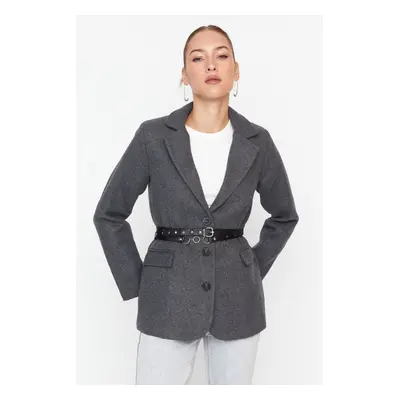 Trendyol Gray Belted Regular Lined Woven Blazer Jacket