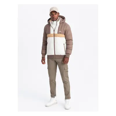 Ombre Colorful retro men's sports jacket - beige and white