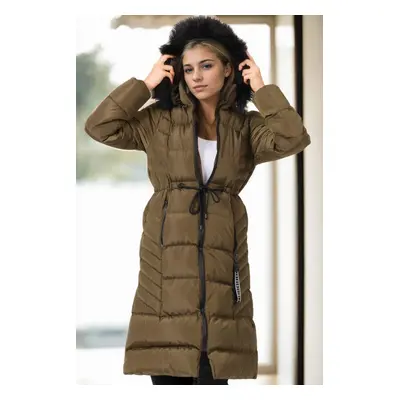 Z6758 DEWBERRY WOMEN'S COAT-KHAKI-1