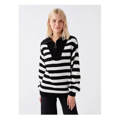 LC Waikiki Women's High Neck Striped Long Sleeve Knitwear Sweater