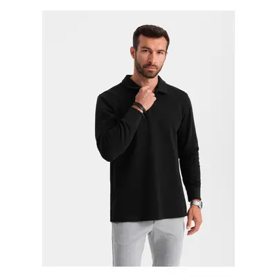 Ombre Men's structured knit polo collar sweatshirt - black