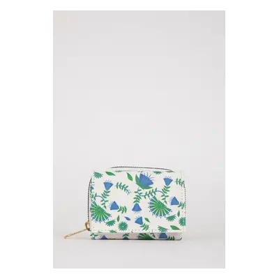 DEFACTO Women's Flower Patterned Faux Leather Wallet