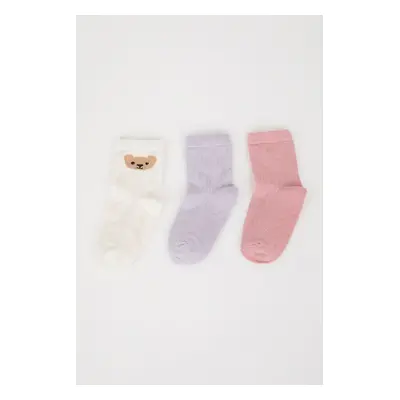 DEFACTO Baby Girl Non-Slip Sole 3-Pack Cotton Long Socks