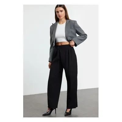 Trendyol Black Buttoned Double Breasted Pleated Detailed Trousers