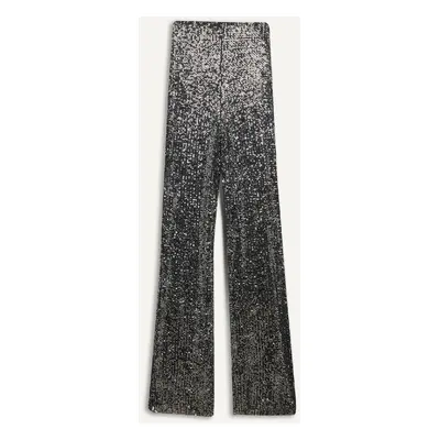 DEFACTO Black Stylish Pants Flare Fit High Waist Standard Length Sequined