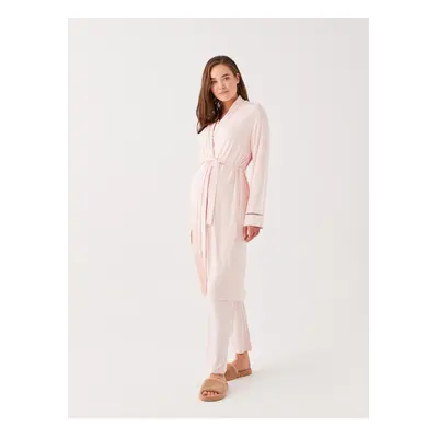 LC Waikiki Shawl Collar Plain Long Sleeve Maternity Dressing Gown