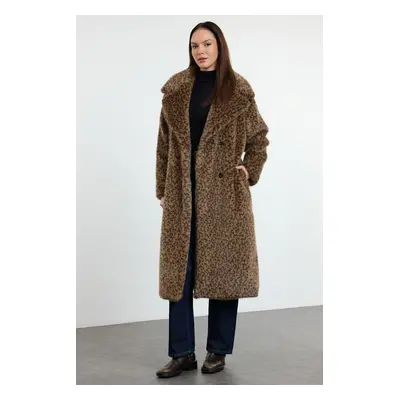 Trendyol Multicolored Regular Fit Belted Long Fur Coat