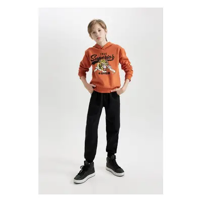 DEFACTO Boys 2-Piece Set Tiger Printed Hooded Thick Sweatshirt Elastic Waist Jogger Tracksuit Bo