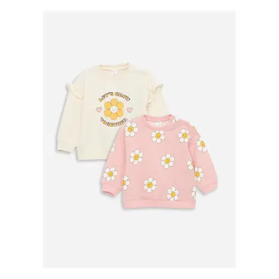 LC Waikiki Crew Neck Printed Baby Girl Sweatshirt 2-Pack