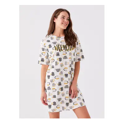 LC Waikiki Crew Neck Printed Short Sleeve Women's Nightgown