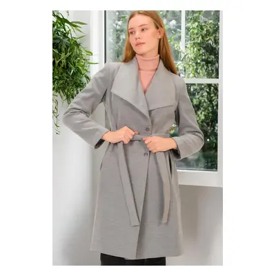 Z6639 DEWBERRY LADIES' COAT-PLAIN GREY