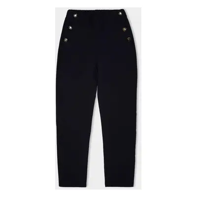 DEFACTO Carrot Fit Carrot Pattern Trousers Navy Blue Basic Plain Pocket High Waist Straight Leg