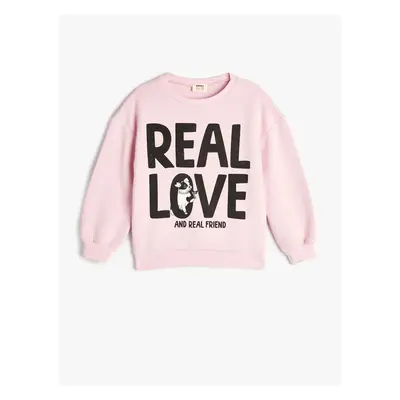 Koton Sweatshirt Slogan Printed Long Sleeve Raised