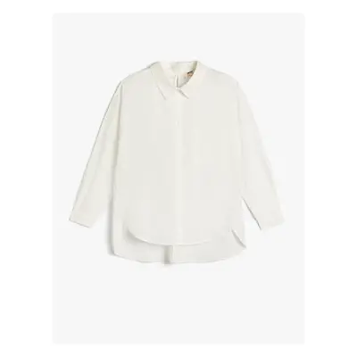 Koton Cotton Shirt Long Sleeve With Pockets Asymmetrical Cut Window Detail on the Back