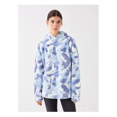 LC Waikiki Women's Patterned Long Sleeve Oversize Plush Hoodie