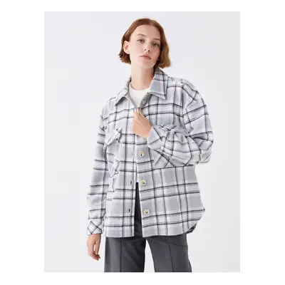 LC Waikiki LCW Casual Plaid Long Sleeve Oversize Women's Shirt Jacket