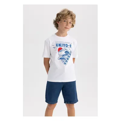 DEFACTO Boys' Crew Neck Printed Short Sleeve T-Shirt