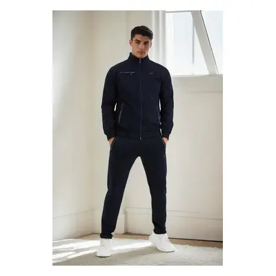 51357 Dewberry Plus Size Mens Tracksuit Set-NAVY BLUE