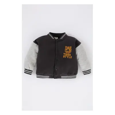 DEFACTO Baby Boy College Collar Printed Bomber Cardigan