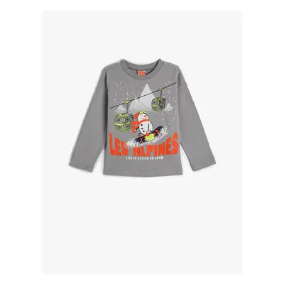 Koton T-Shirt Long Sleeve Crew Neck Winter Themed Cotton