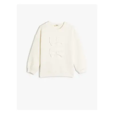 Koton Basic Sweat Crew Neck Long Sleeve Bow Detail Raised