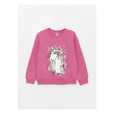 LC Waikiki Crew Neck Printed Long Sleeve Girl's Sweatshirt