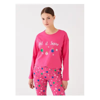 LC Waikiki Crew Neck Printed Long Sleeve Women's Pajama Set