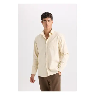 DEFACTO Regular Fit Polo Neck Gabardine Long Sleeve Shirt