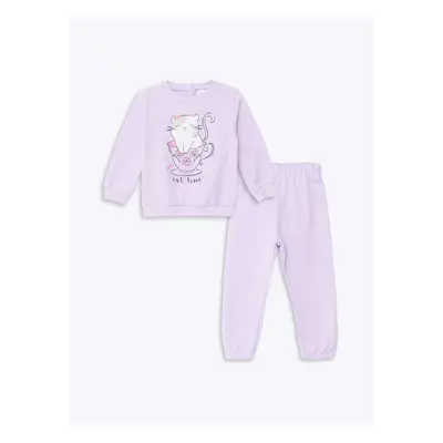 LC Waikiki Crew Neck Long Sleeve Baby Girl Sweatshirt and Tracksuit Bottom 2-Piece Set